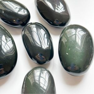 Rainbow, obsidian, palm stones